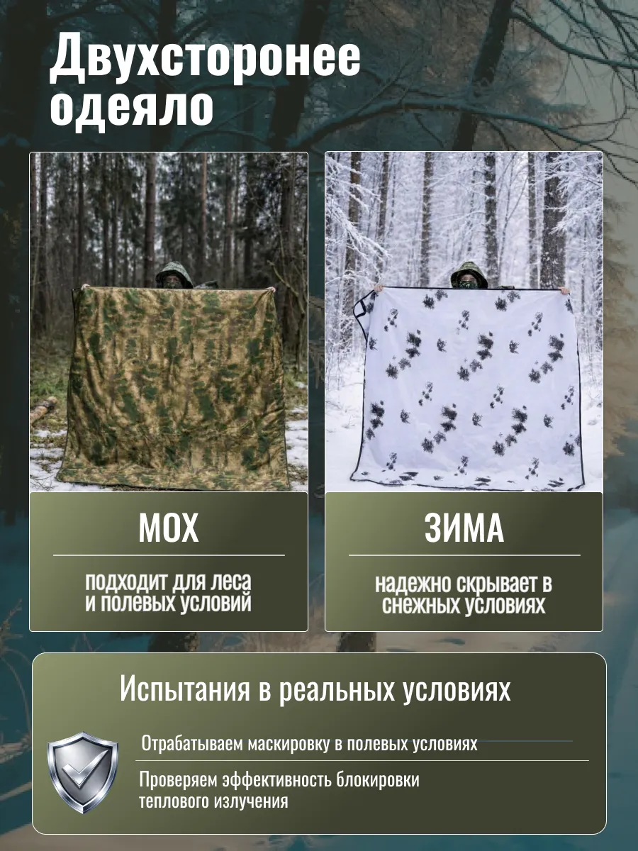 Антидроновое одеяло 200х200 камуфляжное зима/ммультикам — изображение 4